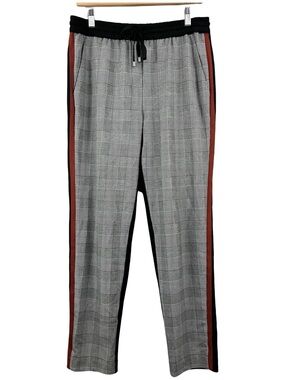 DKNY Trousers Plaid Front Black Solid Back Pull On Size Small